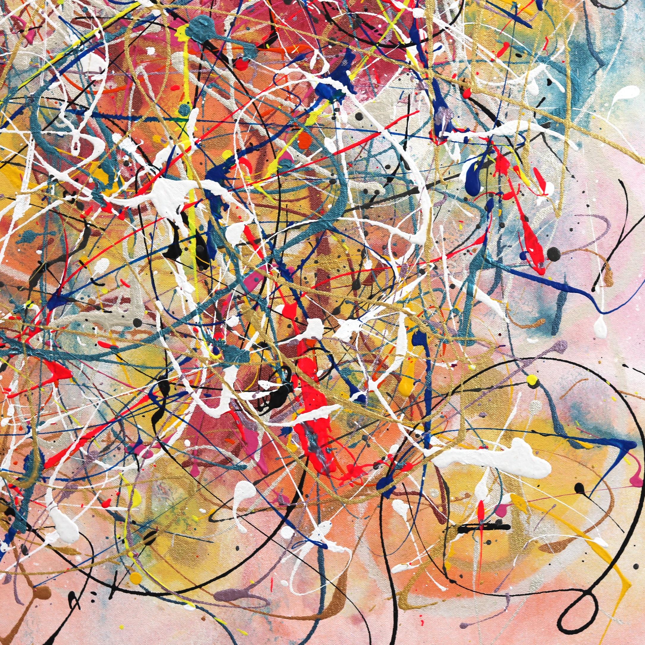 Joyful Noise - Large Colorful Unique Expressionist Action Painting For Sale 2