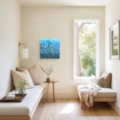 Tide basse 1  - Peinture de paysage expressionniste abstraite texturée d'eau bleue