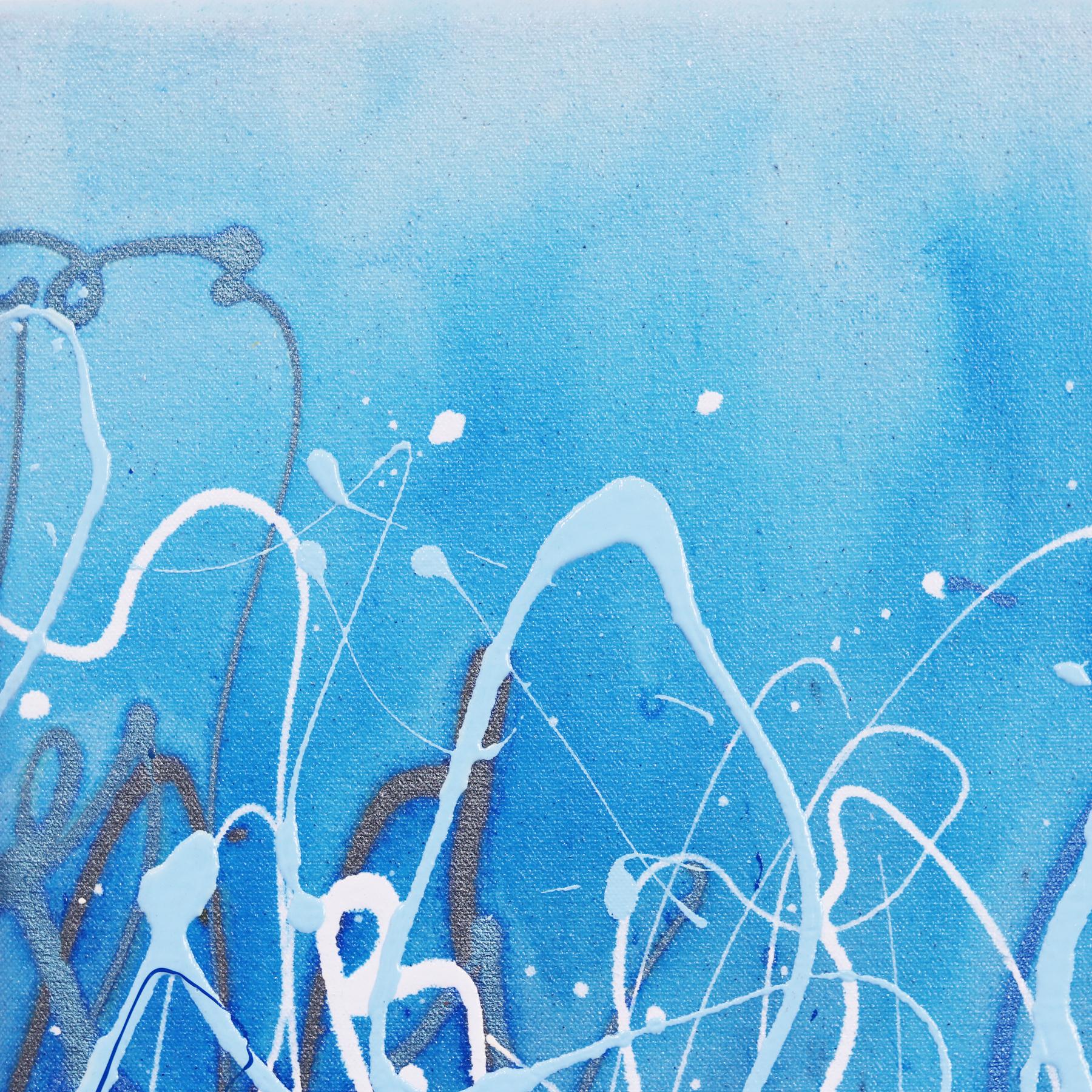 Bassa marea 1  - Pittura astratta espressionista con texture blu e paesaggio acquatico - Painting Espressionismo astratto di Marc Raphael