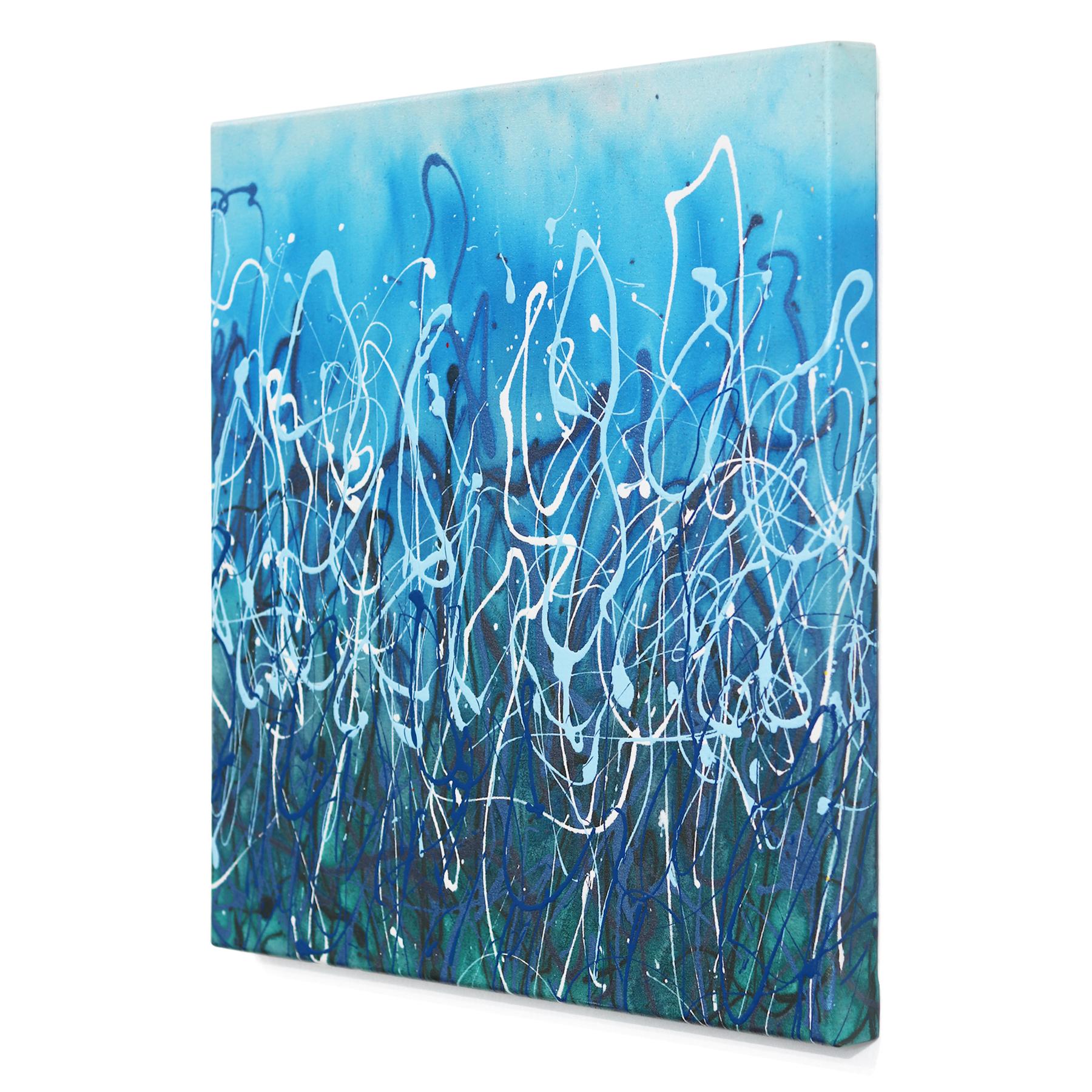 Bassa marea 1  - Pittura astratta espressionista con texture blu e paesaggio acquatico - Abstract Painting Blu di Marc Raphael