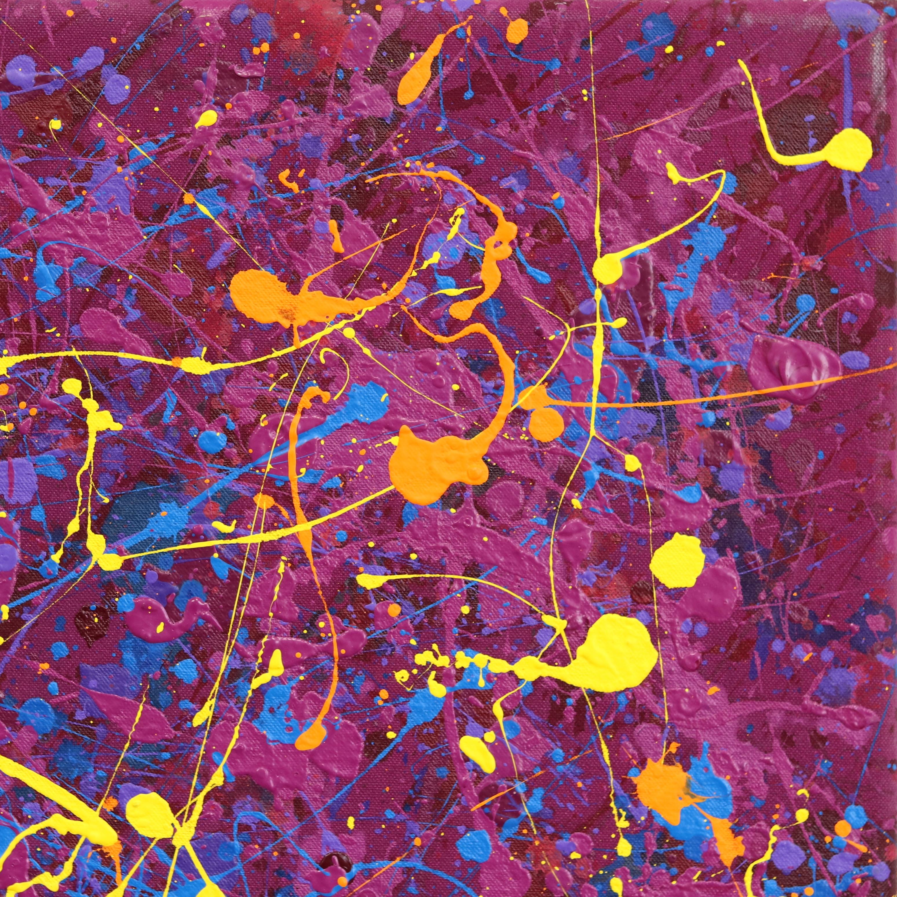 Meteor Shower – lebhaftes, farbenfrohes, farbenfrohes Original-expressionistisches Aktionsgemälde im Angebot 2