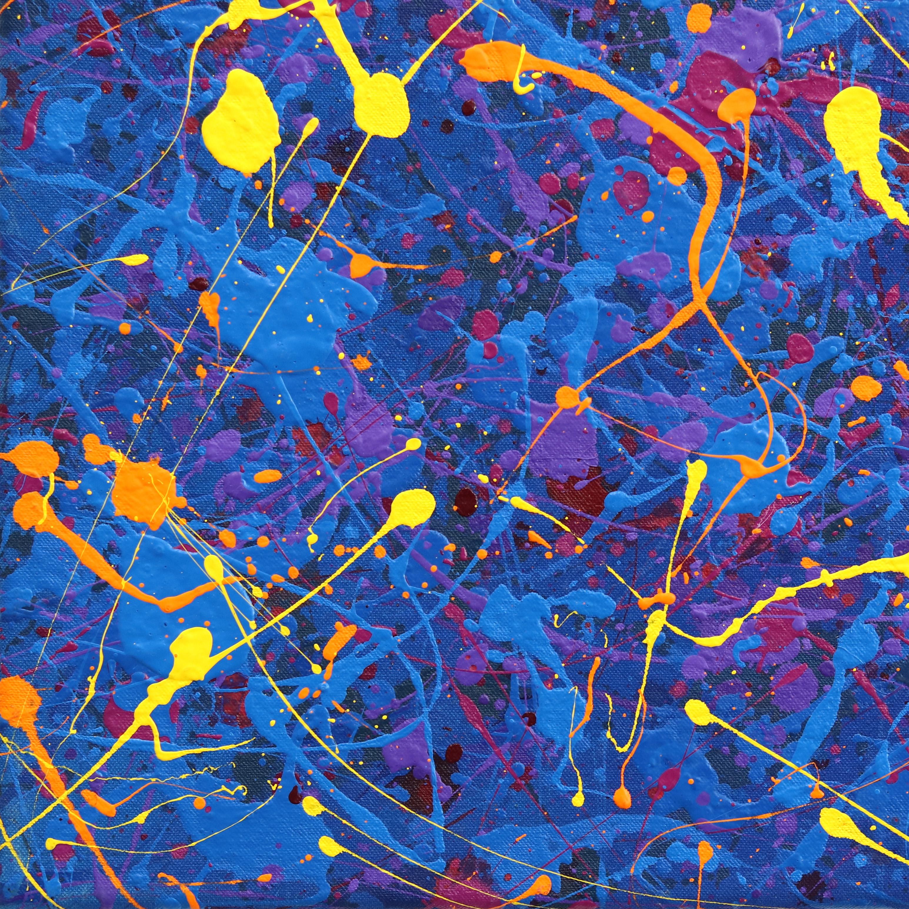 Meteor Shower - Vibrant Colorful Original Expressionist Galaxy Action Painting For Sale 3