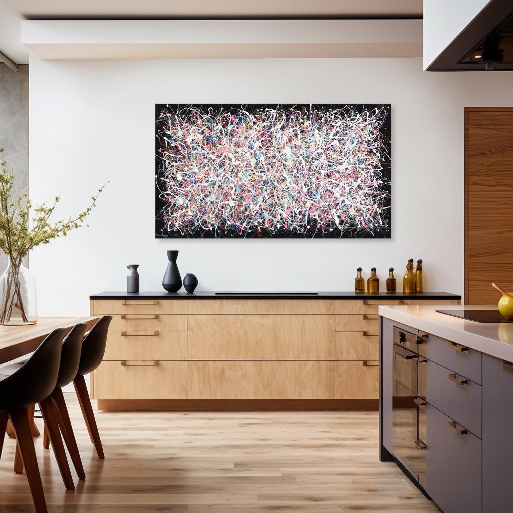 Milky Way - Large Scale Colorful Abstract Textural Cosmic-Inspired Drip Painting - Abstract Expressionist Art by Marc Raphael