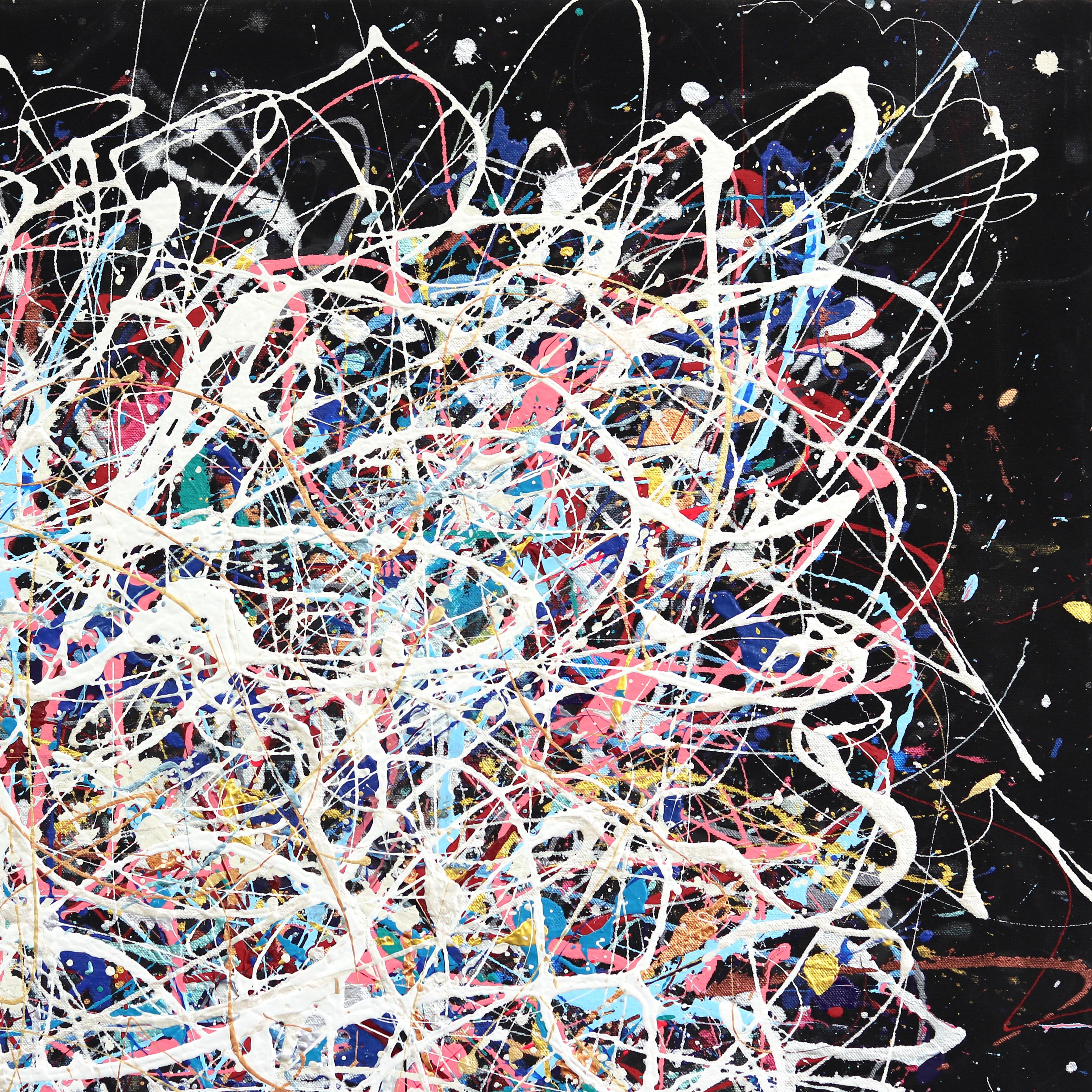Milky Way - Large Scale Colorful Abstract Textural Cosmic-Inspired Drip Painting For Sale 2