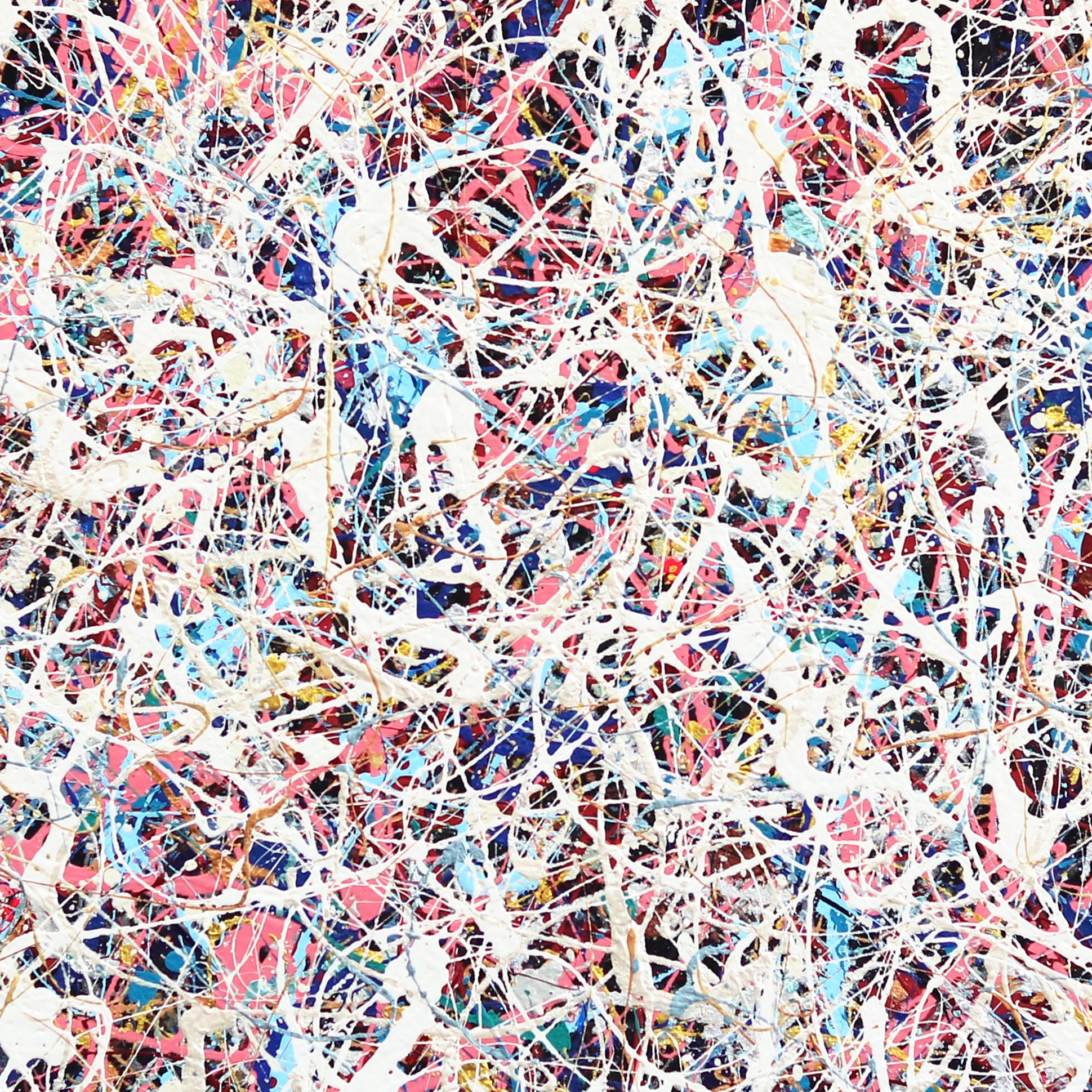 Milky Way - Large Scale Colorful Abstract Textural Cosmic-Inspired Drip Painting For Sale 3