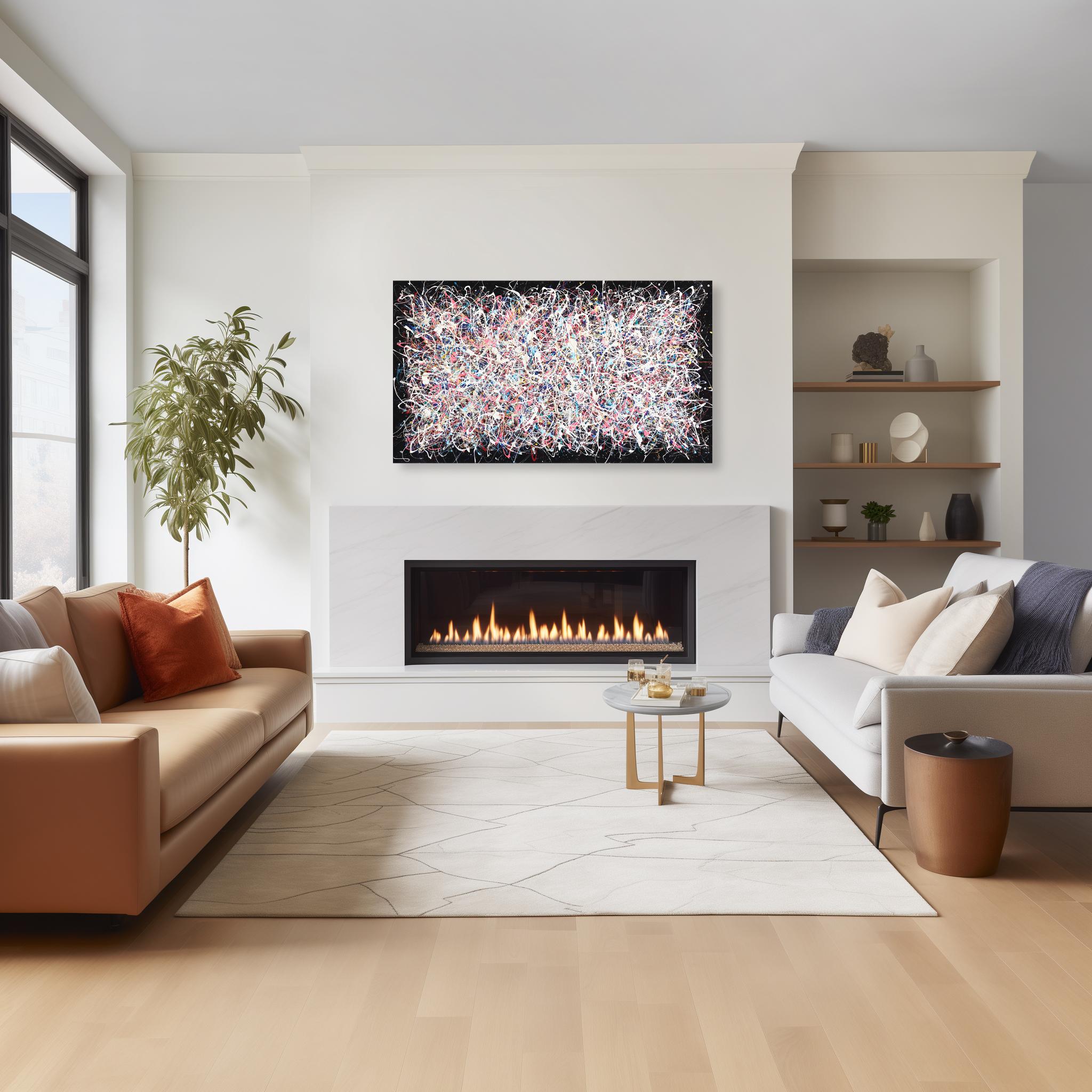 Milky Way - Large Scale Colorful Abstract Textural Cosmic-Inspired Drip Painting For Sale 4