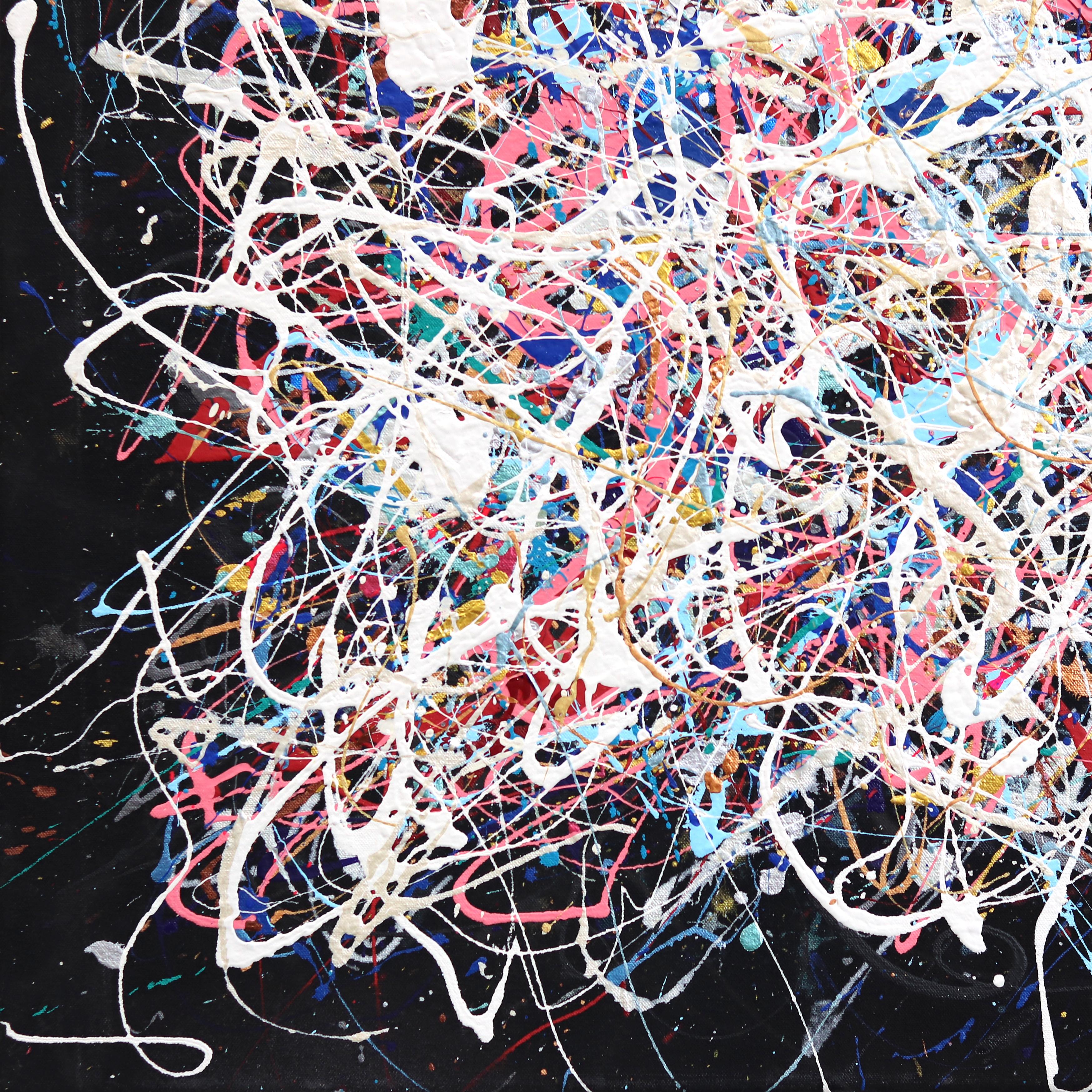 Milky Way - Large Scale Colorful Abstract Textural Cosmic-Inspired Drip Painting For Sale 5