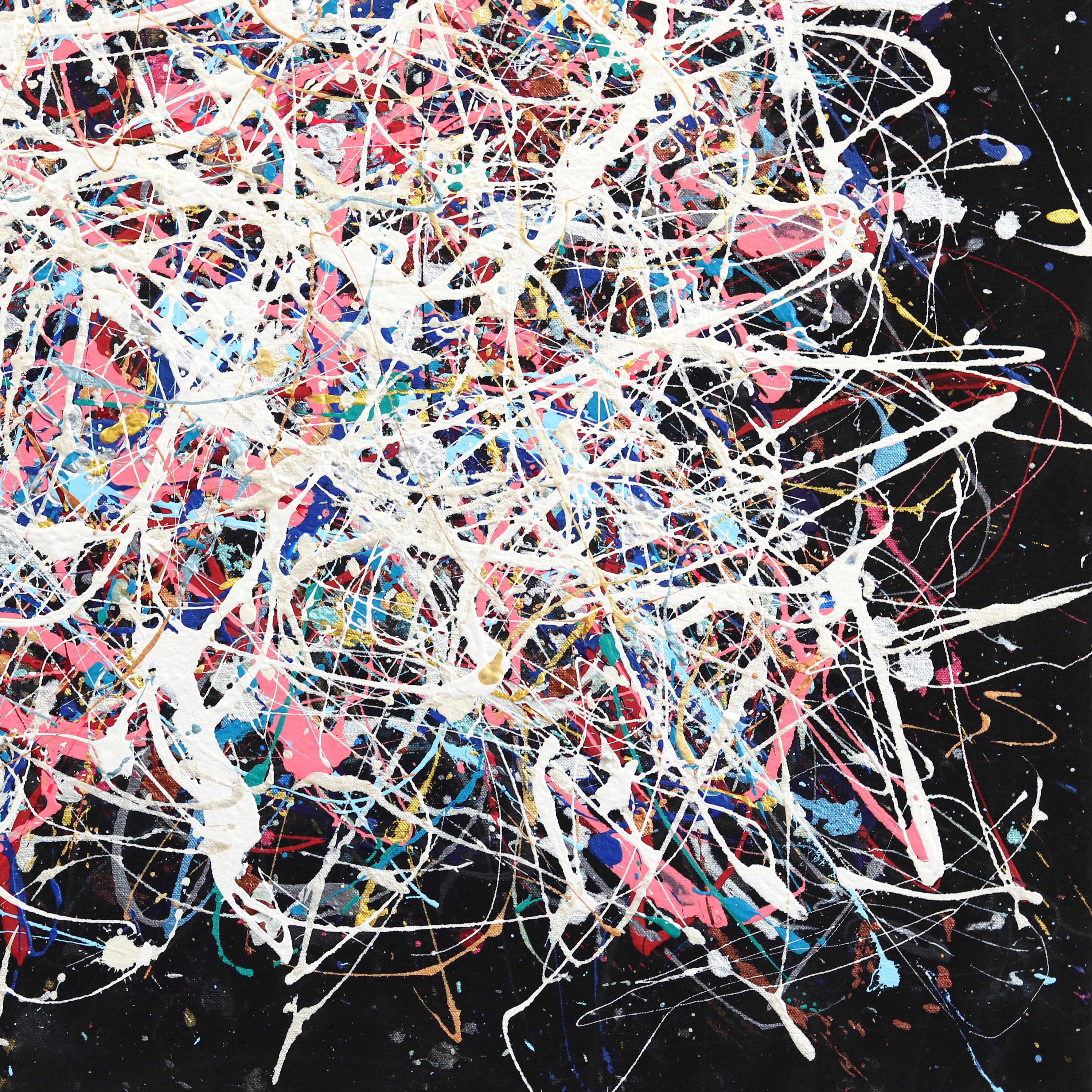 Milky Way - Large Scale Colorful Abstract Textural Cosmic-Inspired Drip Painting For Sale 6