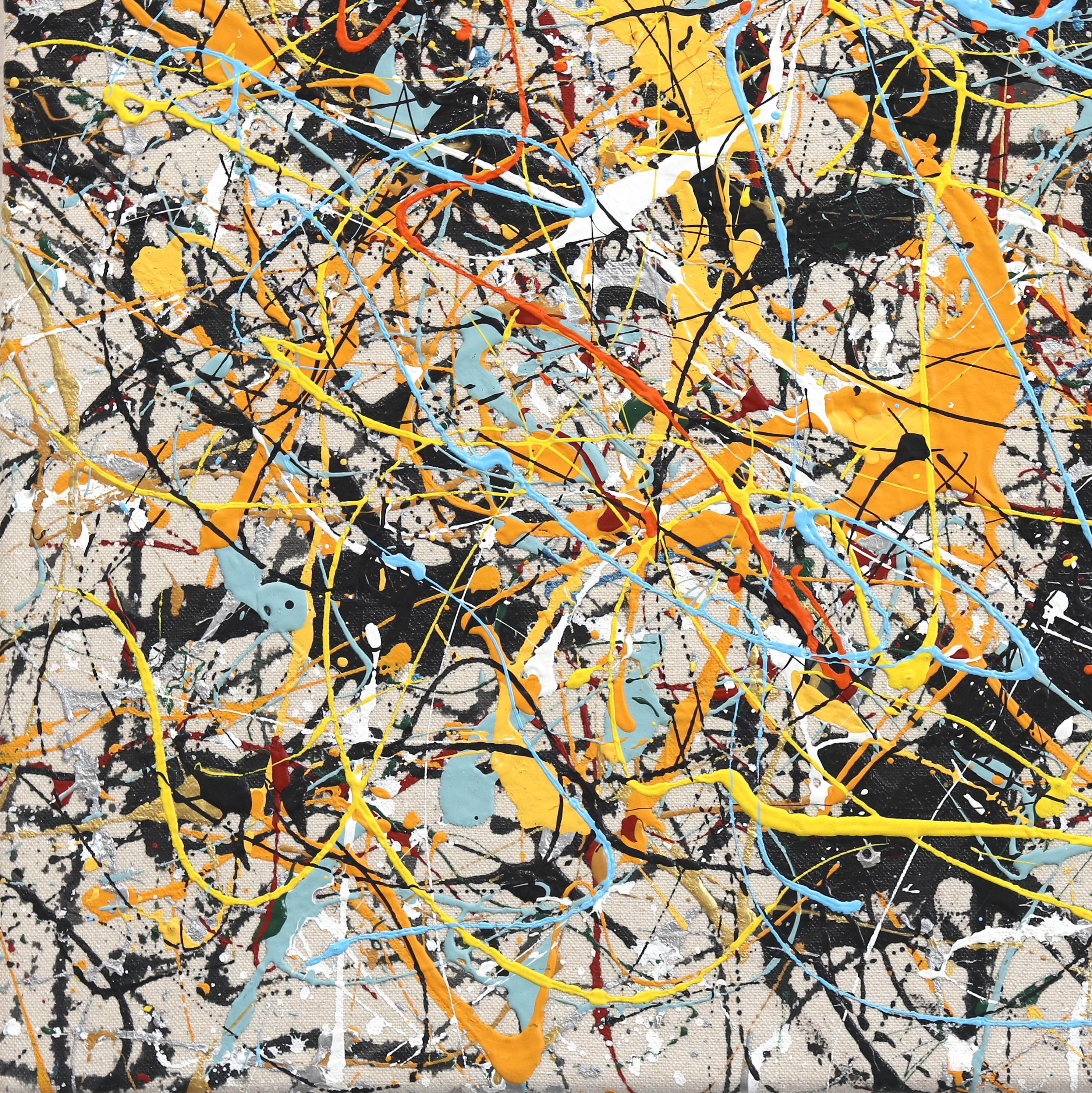 Taxi di New York  - Pittura d'azione astratta a strati colorati su tela in vendita 2