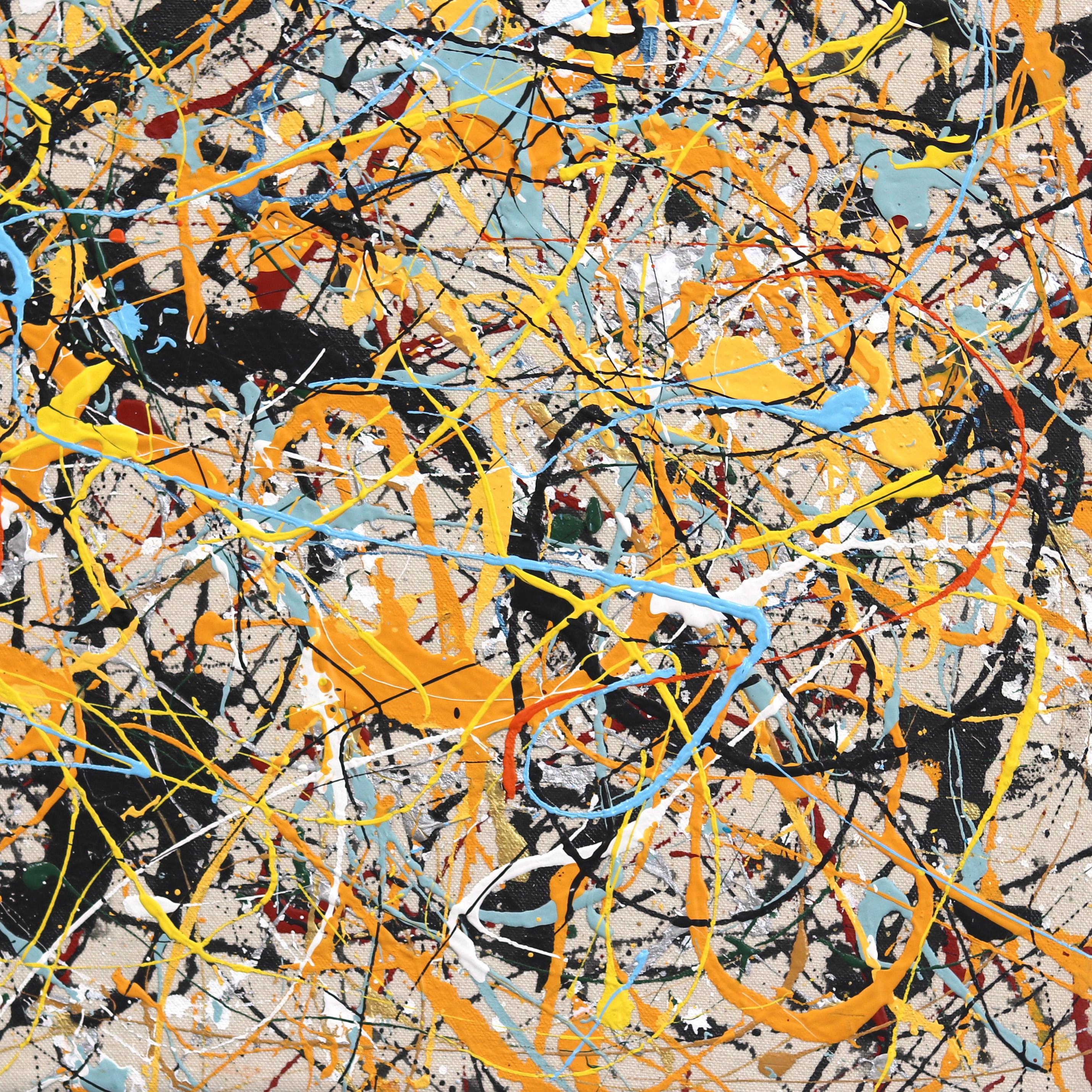 Taxi di New York  - Pittura d'azione astratta a strati colorati su tela in vendita 4