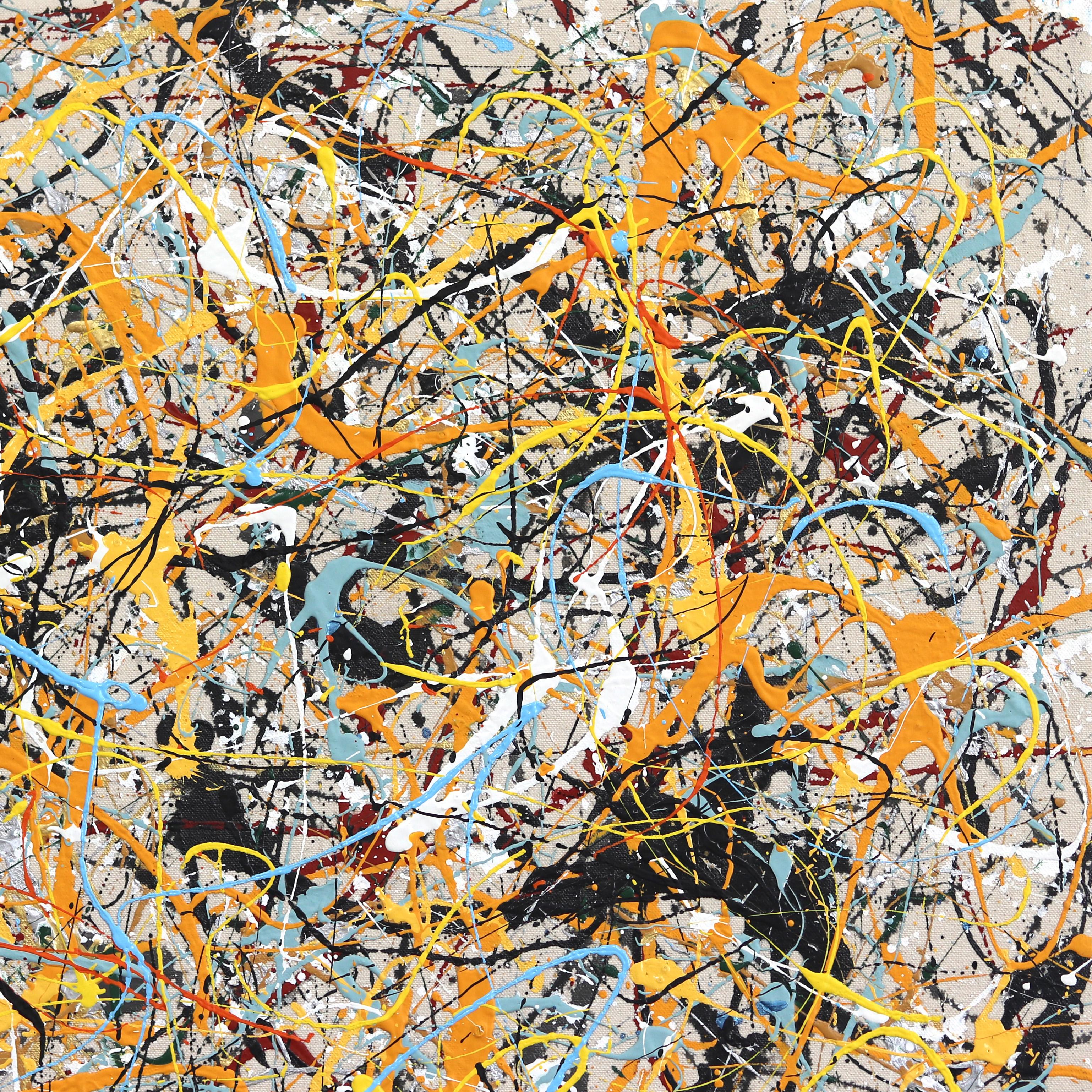 Taxi di New York  - Pittura d'azione astratta a strati colorati su tela in vendita 5