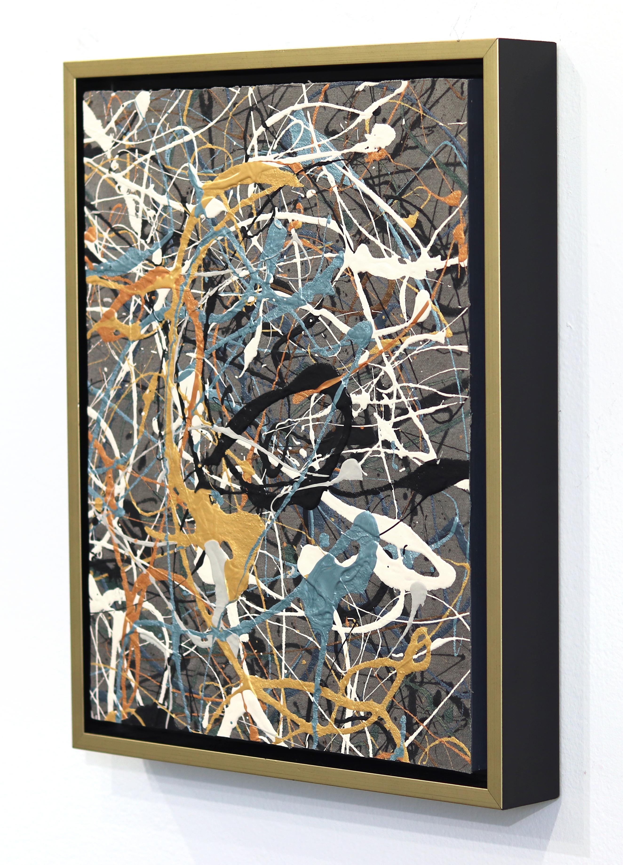 Play It Your Way 1 - Abstract Expressionist Textural Painting Gold Frame For Sale 1