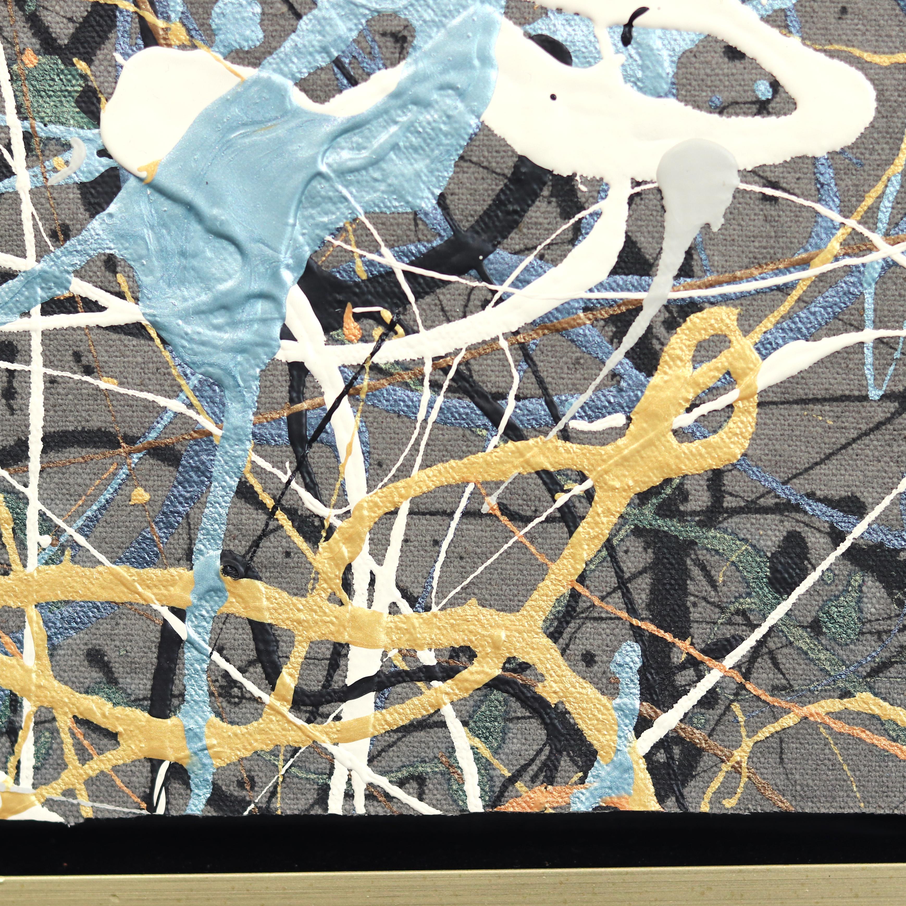 Play It Your Way 1 - Abstract Expressionist Textural Painting Gold Frame For Sale 2