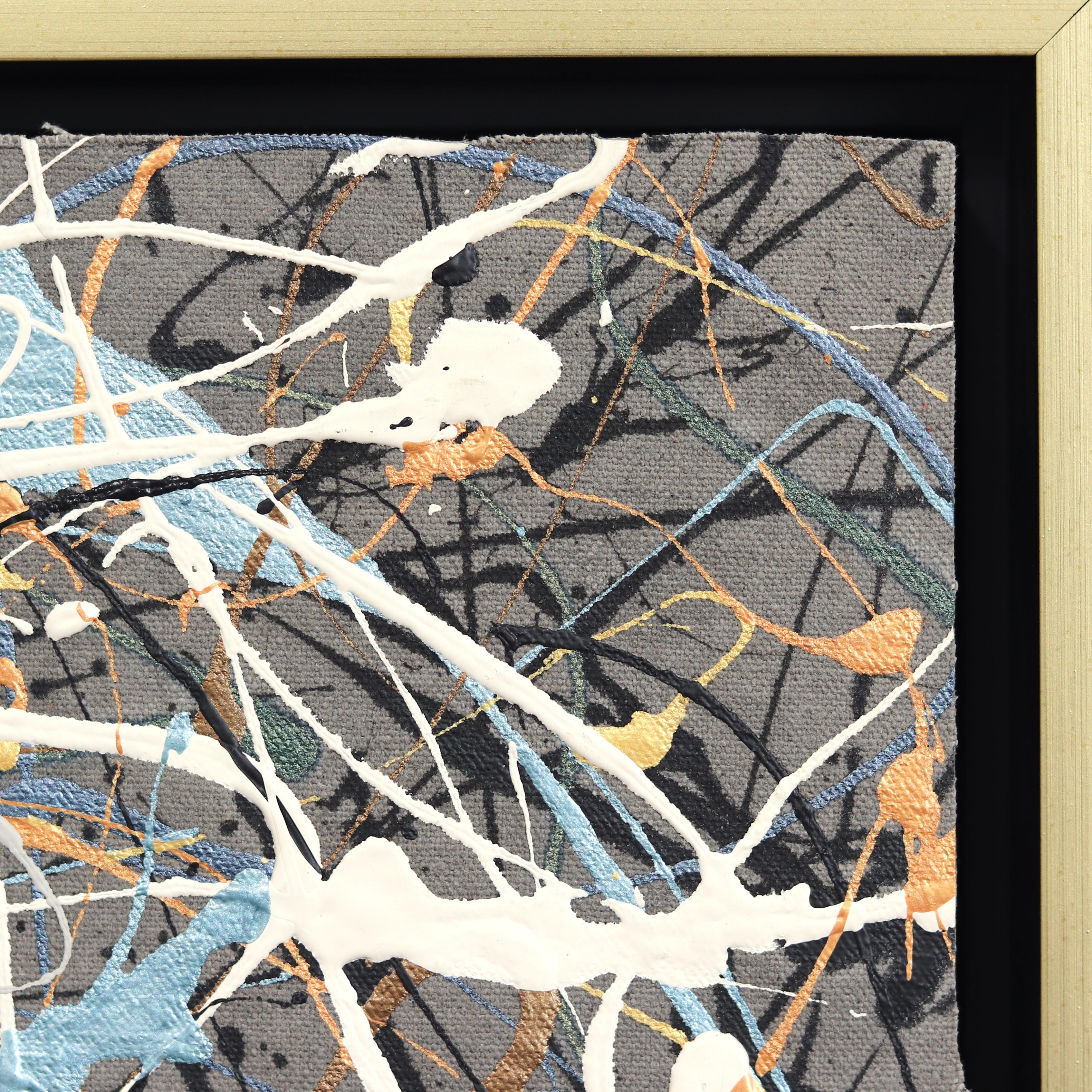 Play It Your Way 1 - Abstract Expressionist Textural Painting Gold Frame For Sale 4