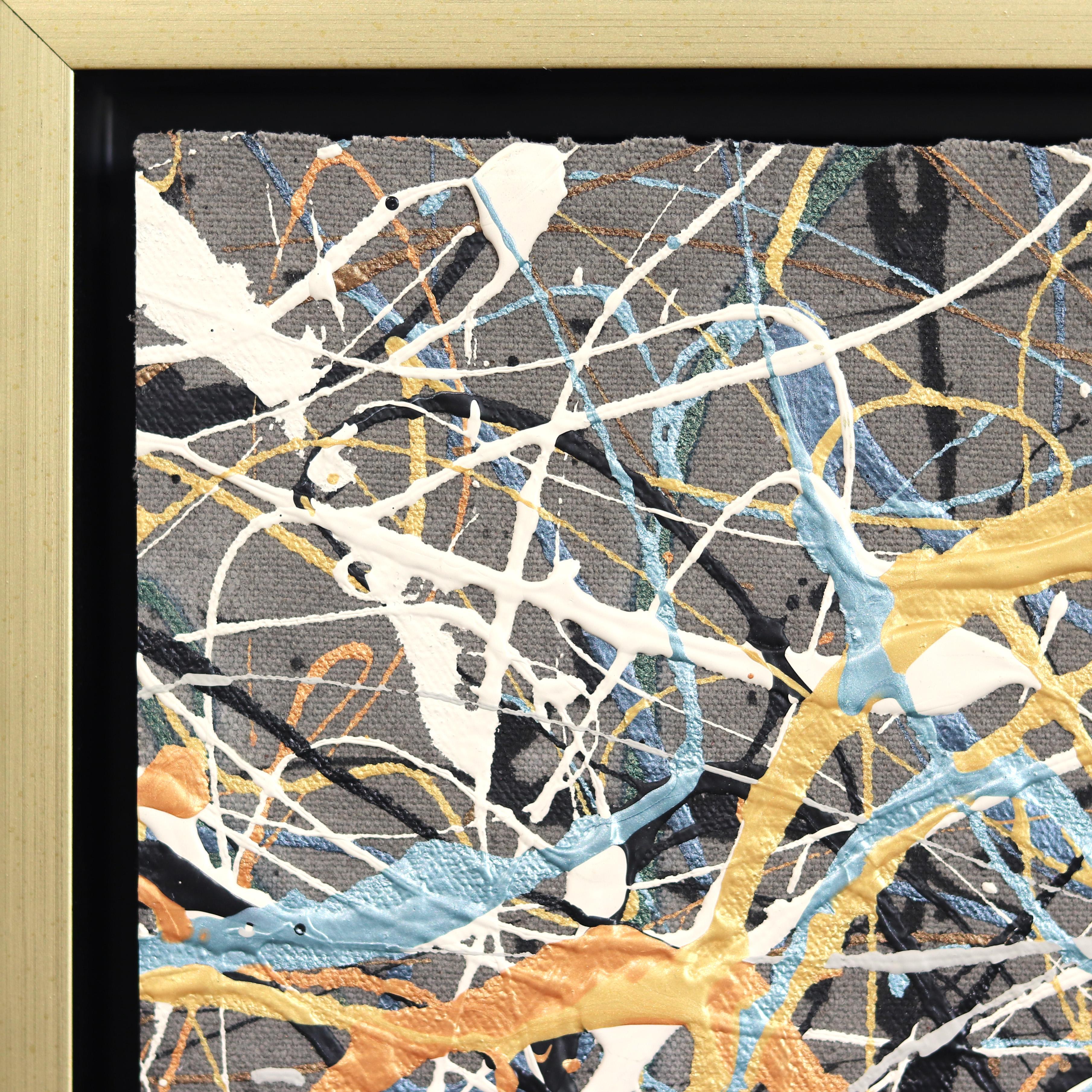 Play It Your Way 1 - Abstract Expressionist Textural Painting Gold Frame For Sale 5