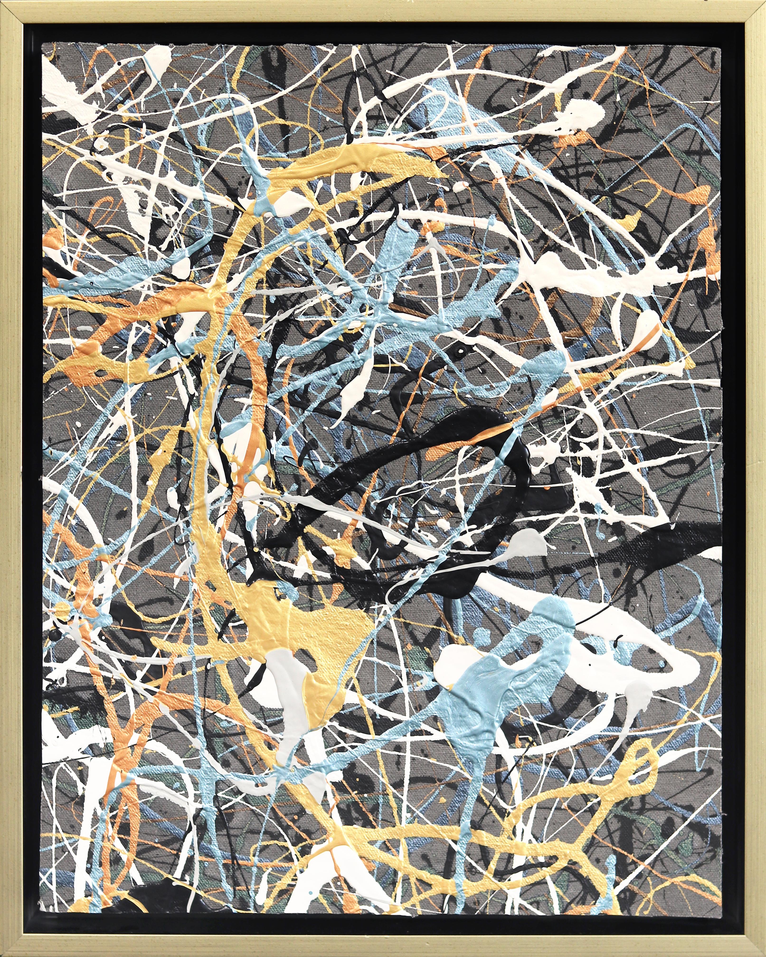 Juega a tu manera 1 - Pintura expresionista abstracta con textura Marco dorado