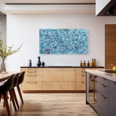 Rhythm in Blue, peinture sur toile expressionniste abstraite unique