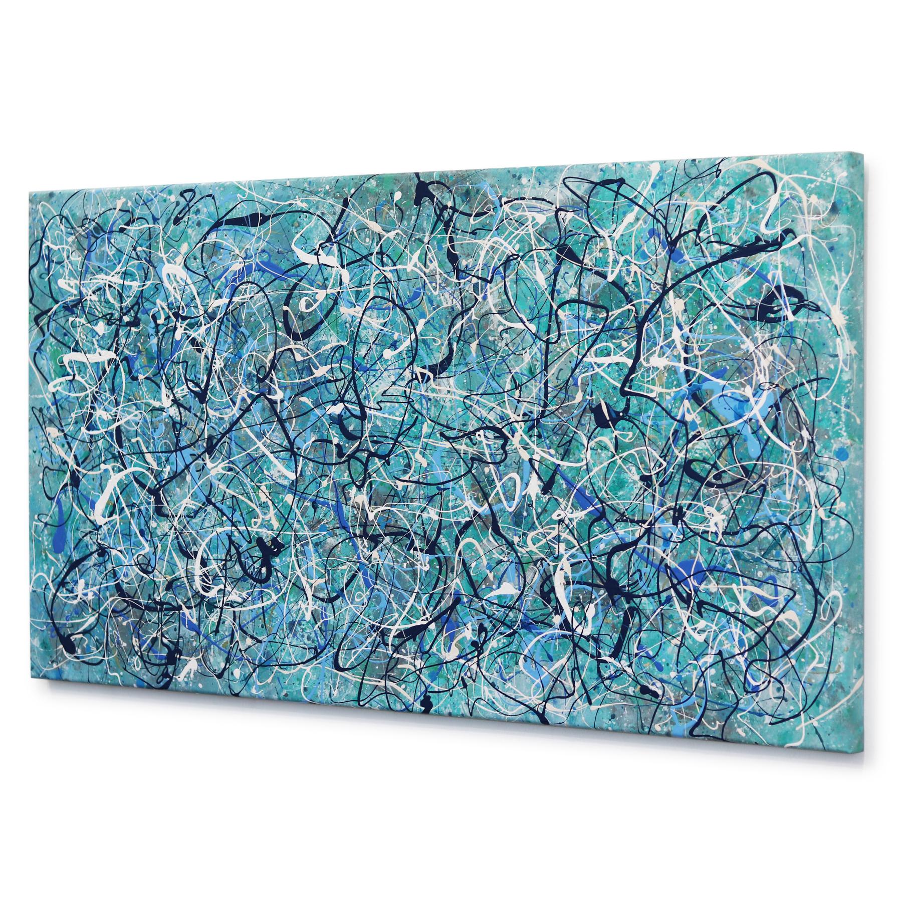Ritmo in blu - Pittura originale espressionista astratta su tela, unica nel suo genere 1