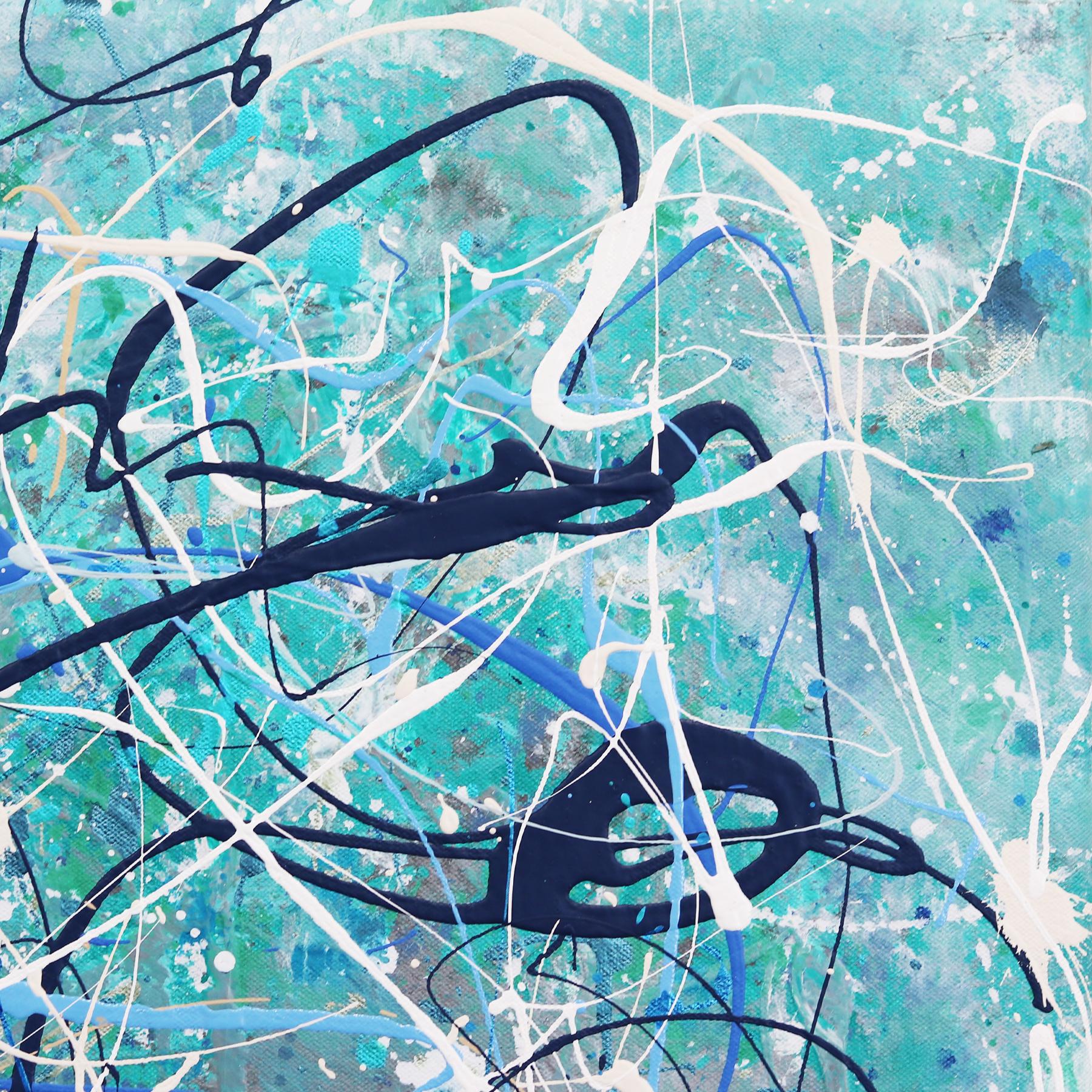 Rhythm in Blue - Unique Abstract Expressionist Original Painting on Canvas For Sale 2