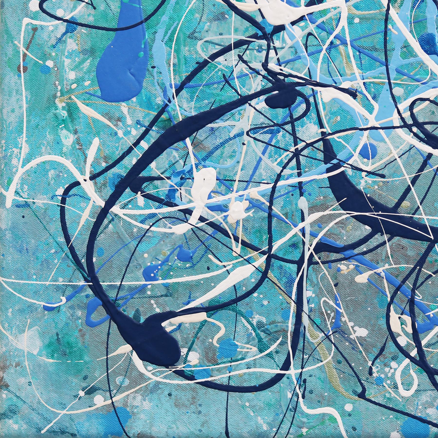 Rhythm in Blue - Unique Abstract Expressionist Original Painting on Canvas For Sale 3