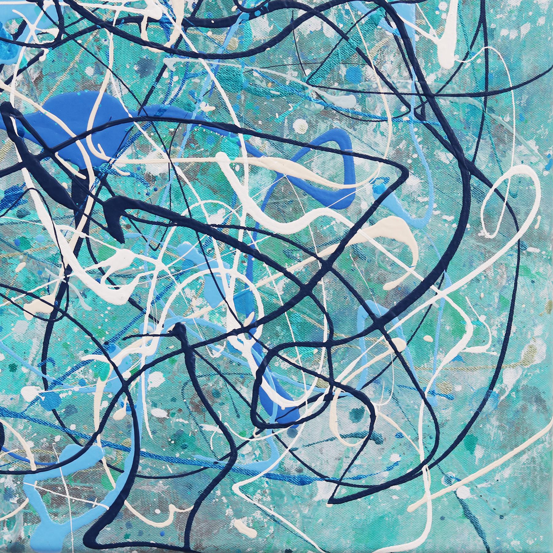 Rhythm in Blue - Unique Abstract Expressionist Original Painting on Canvas For Sale 5