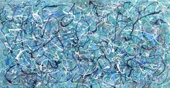 Rhythm in Blue - Einzigartiges Originalgemälde des abstrakten Expressionismus auf Leinwand