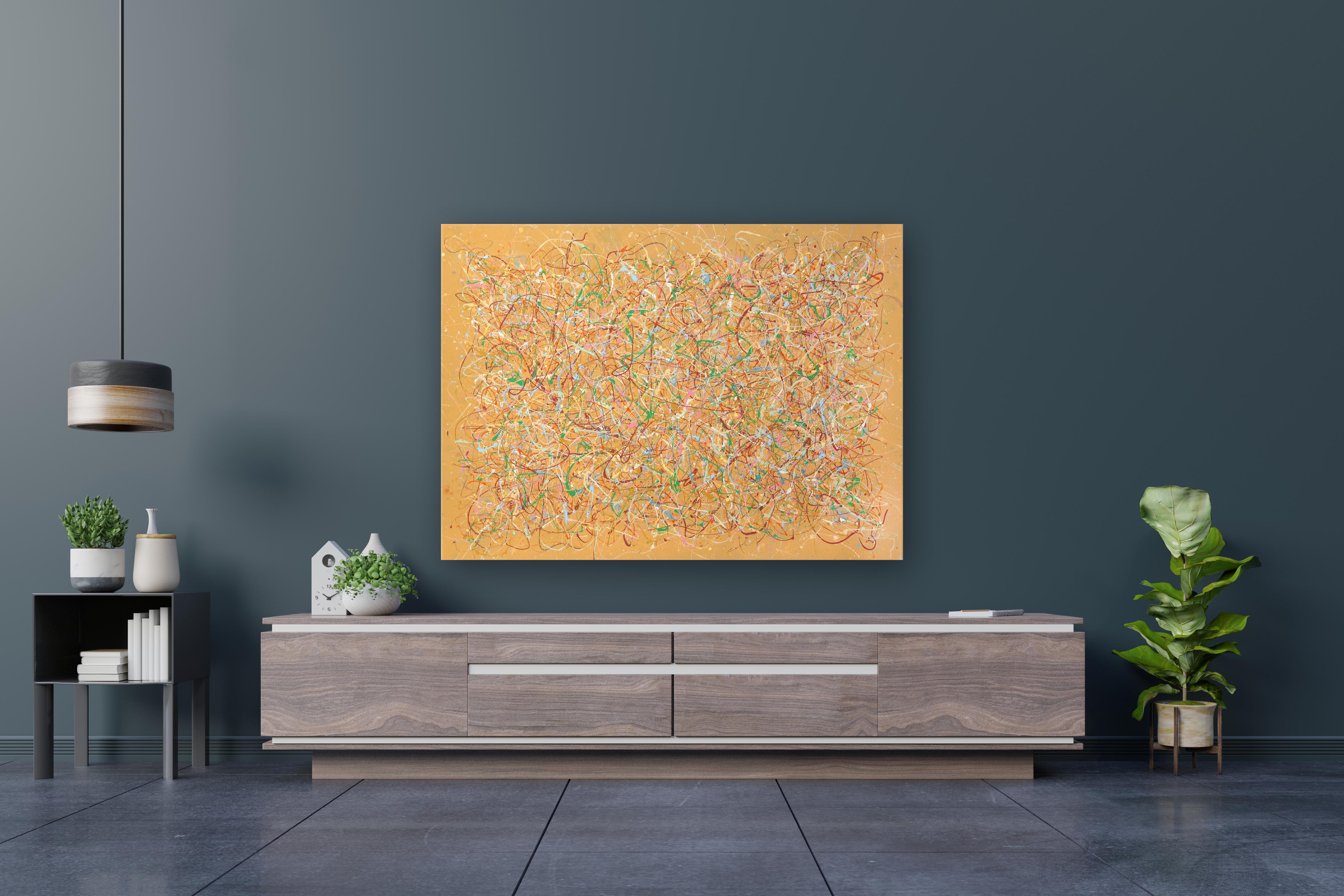Primavera in fiore - Grande quadro astratto originale con texture calda e terrosa in vendita 3