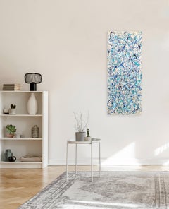 Aquarelle, action expressionniste vibrante bleue