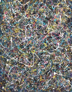 White Noise - Peinture goutte à goutte colorée, énergique, abstraite, expressive et texturée