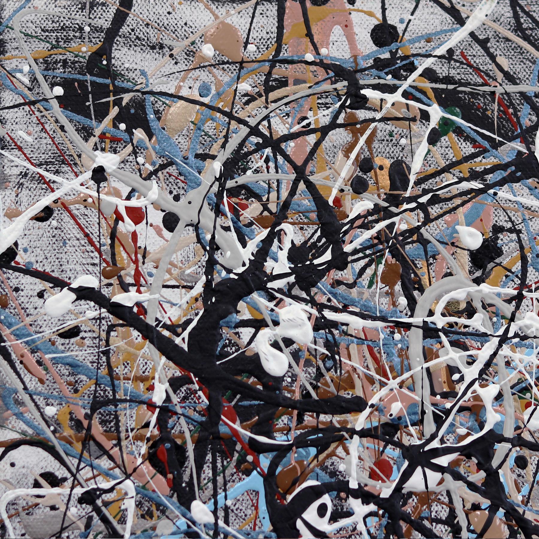 Winterblau – Einzigartiges expressionistisches Aktionsgemälde (Abstrakter Expressionismus), Mixed Media Art, von Marc Raphael