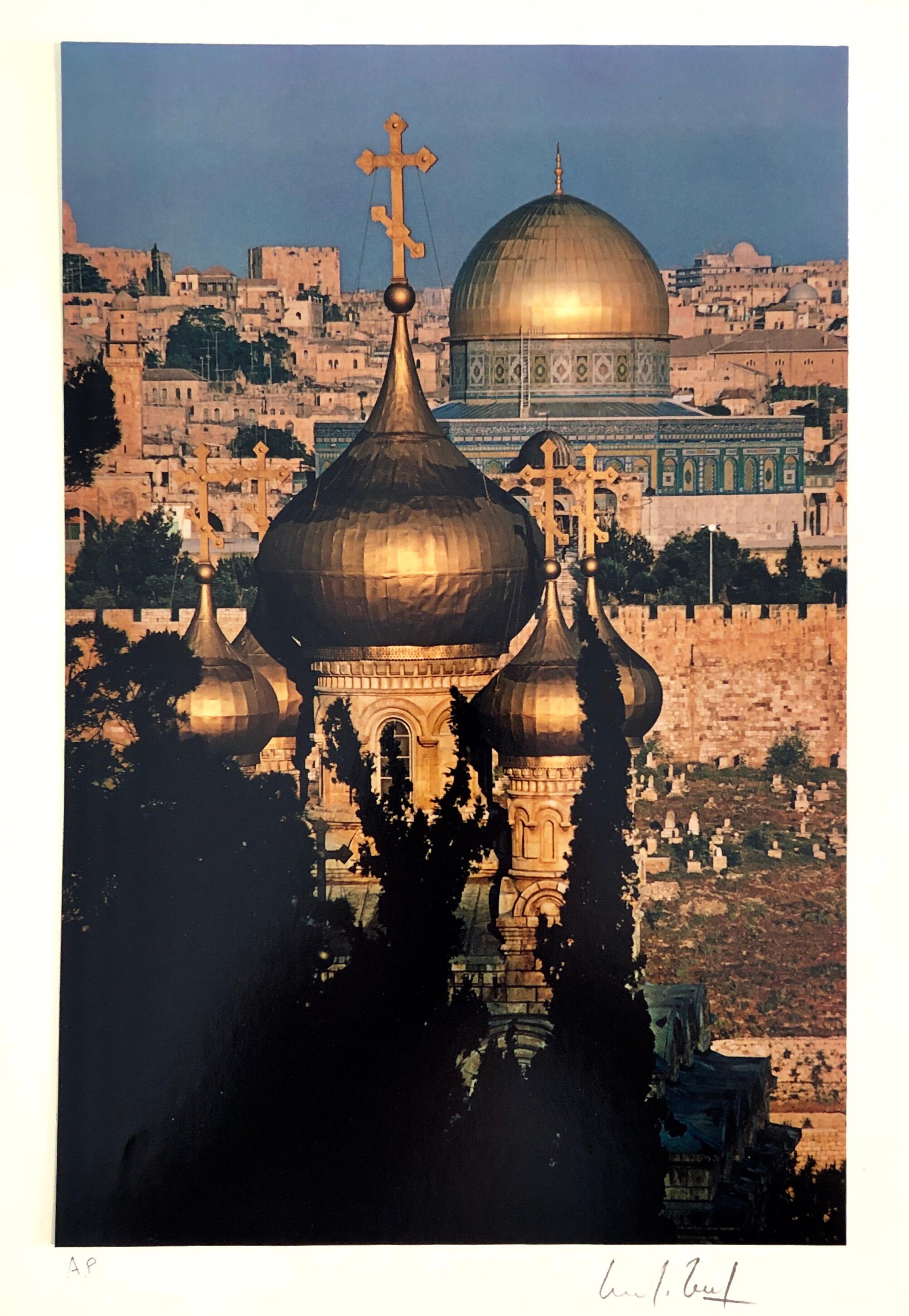 This is for one Photograph from the portfolio entitled "Jerusalem: City of Mankind," The mounting is 14 X 17 inches. the actual photo measurement is between 9.25 X 14 to 10.5 X 13.5 inches (22.9 X 35.6 to 26.7 X 34.3 cm.) This is hand signed and
