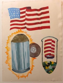 DELIVERY, NINE MILLIMETER FLAG, 2001 Gouache Painting