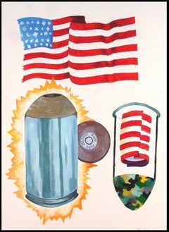 DELIVERY, NINE MILLIMETER FLAG, 2001 Gouache Painting