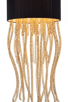 Marc Sadler Ephyra Topaz Murano Glass and Pleated Fabric organic light by Sylcom