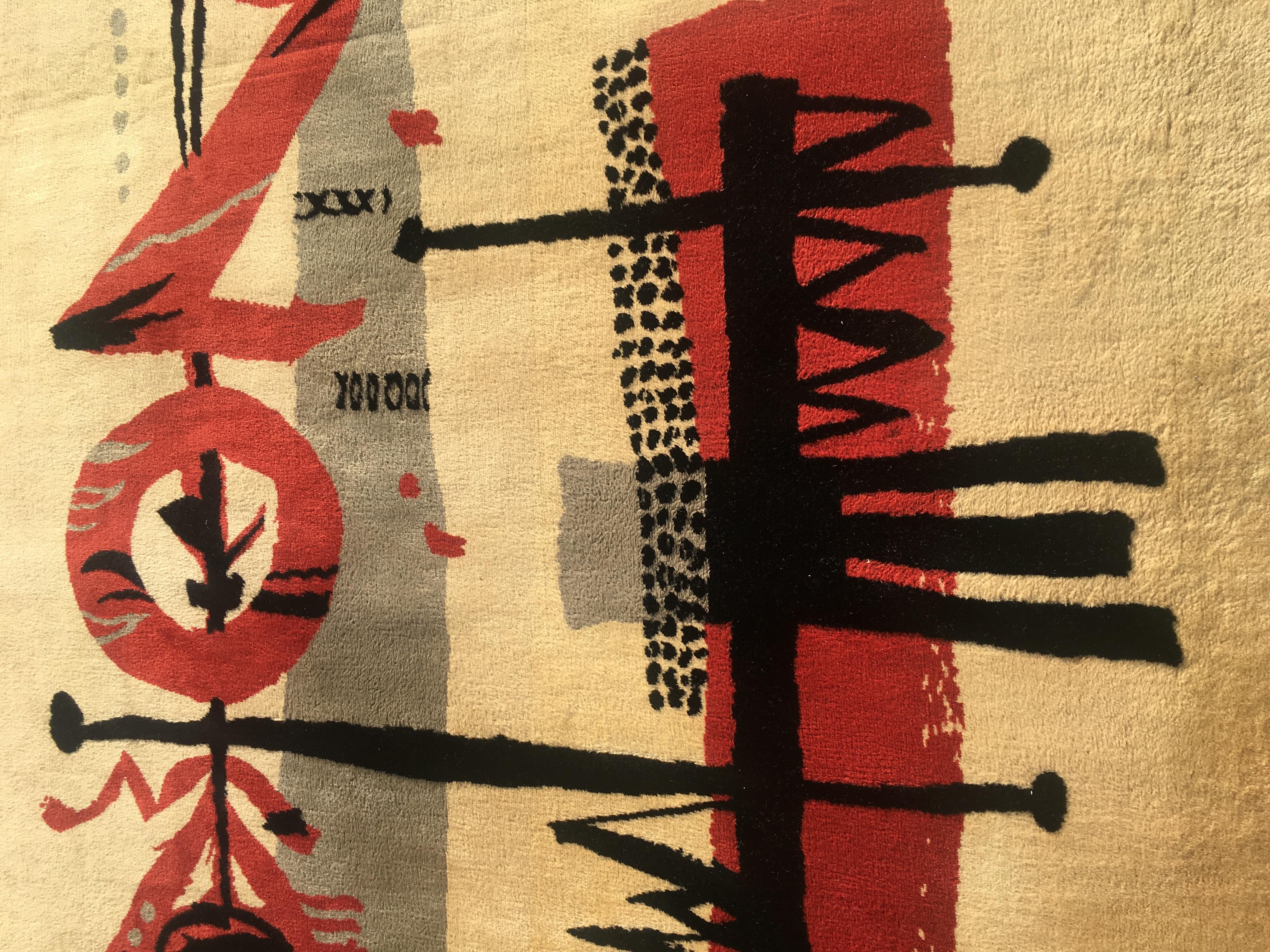 Marc Saint Saens Midcentury Rug or Tapestry with Original Stencil-Pochoir, 1960 3
