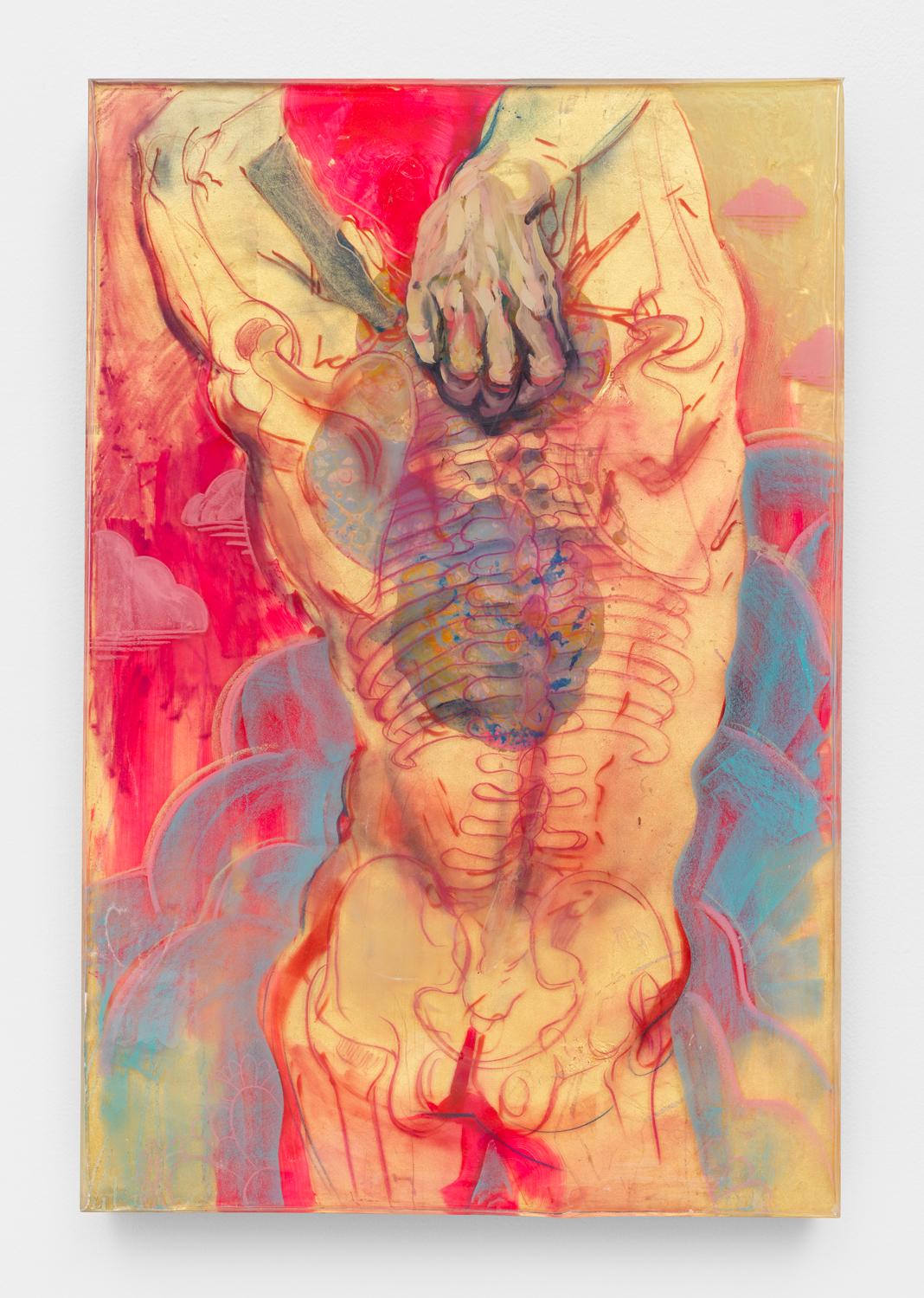 Marc Scheff Figurative Painting - Reach, Mixed media layered resin painting