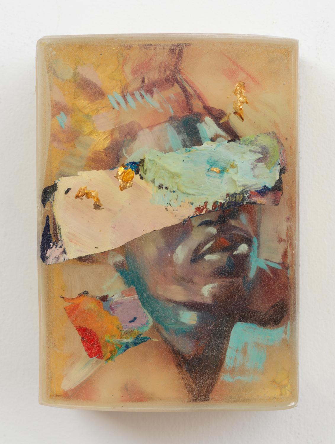 Marc Scheff Figurative Painting - Richard, Mixed media layered resin painting