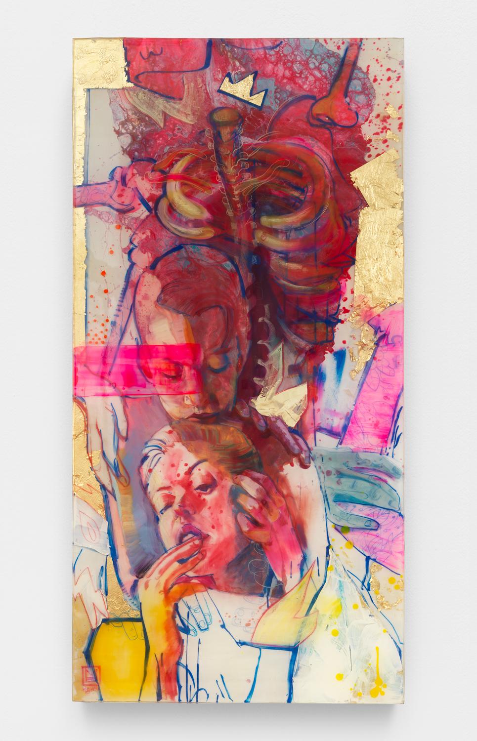 This is Not a Riot, Mixed media layered resin painting - Painting by Marc Scheff