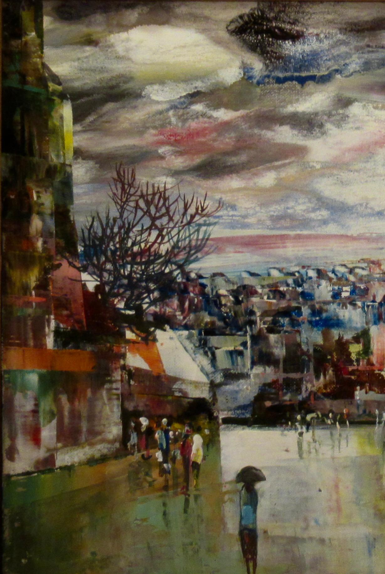 Rue de Paris Sous la Pluie - Impressionist Painting by Marc Selva
