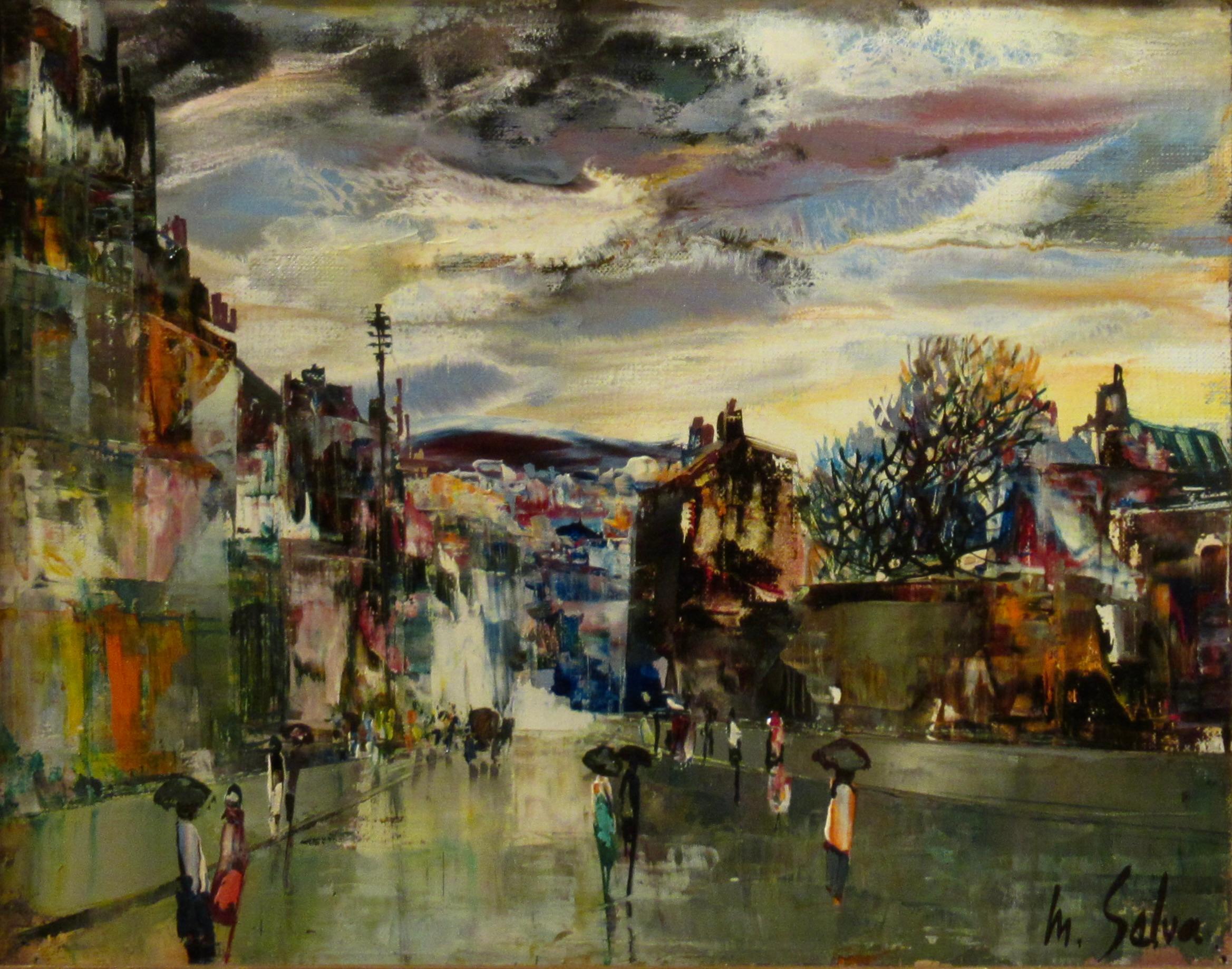 Rue de Paris Sous la Pluie II - Painting by Marc Selva