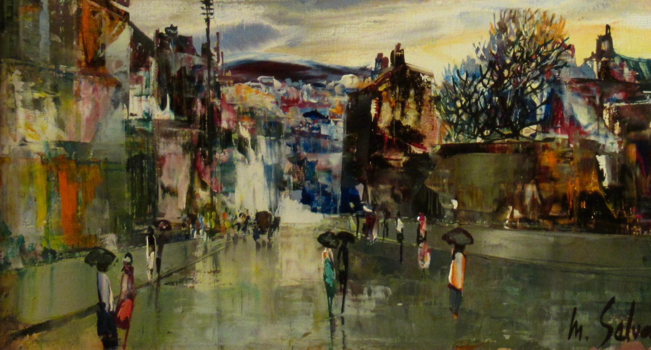 Rue de Paris Sous la Pluie II - Impressionist Painting by Marc Selva
