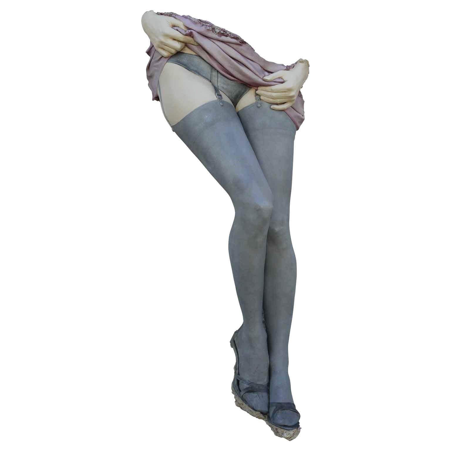 Marc Sijan Figurative Sculpture - "Dancing Legs" Hyper Realistic Plaster Wall Sculpture