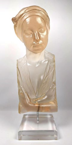 Buste de portrait en sculpture en résine acrylique moulée contemporain hyperréaliste de Marc Sijan