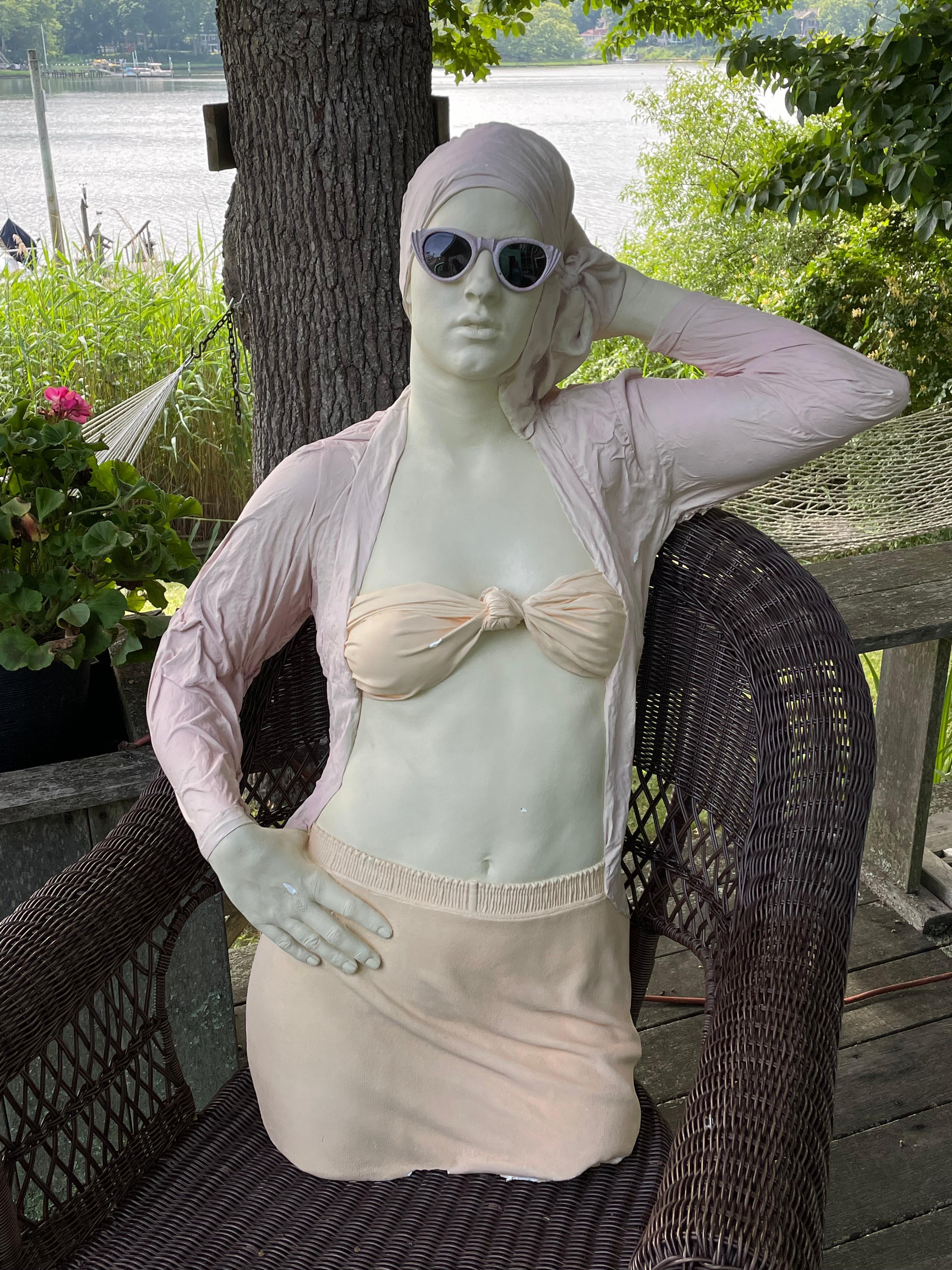 Marc Sijan’s Girl with Glasses  Lifelike Ceramic Sculpture  For Sale 1