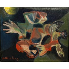 1960’s Abstract CUBIST Violin Bird Composition by Polish/Russian