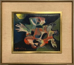 1960’s Abstract CUBIST Violin Bird Composition by Polish/Russian 