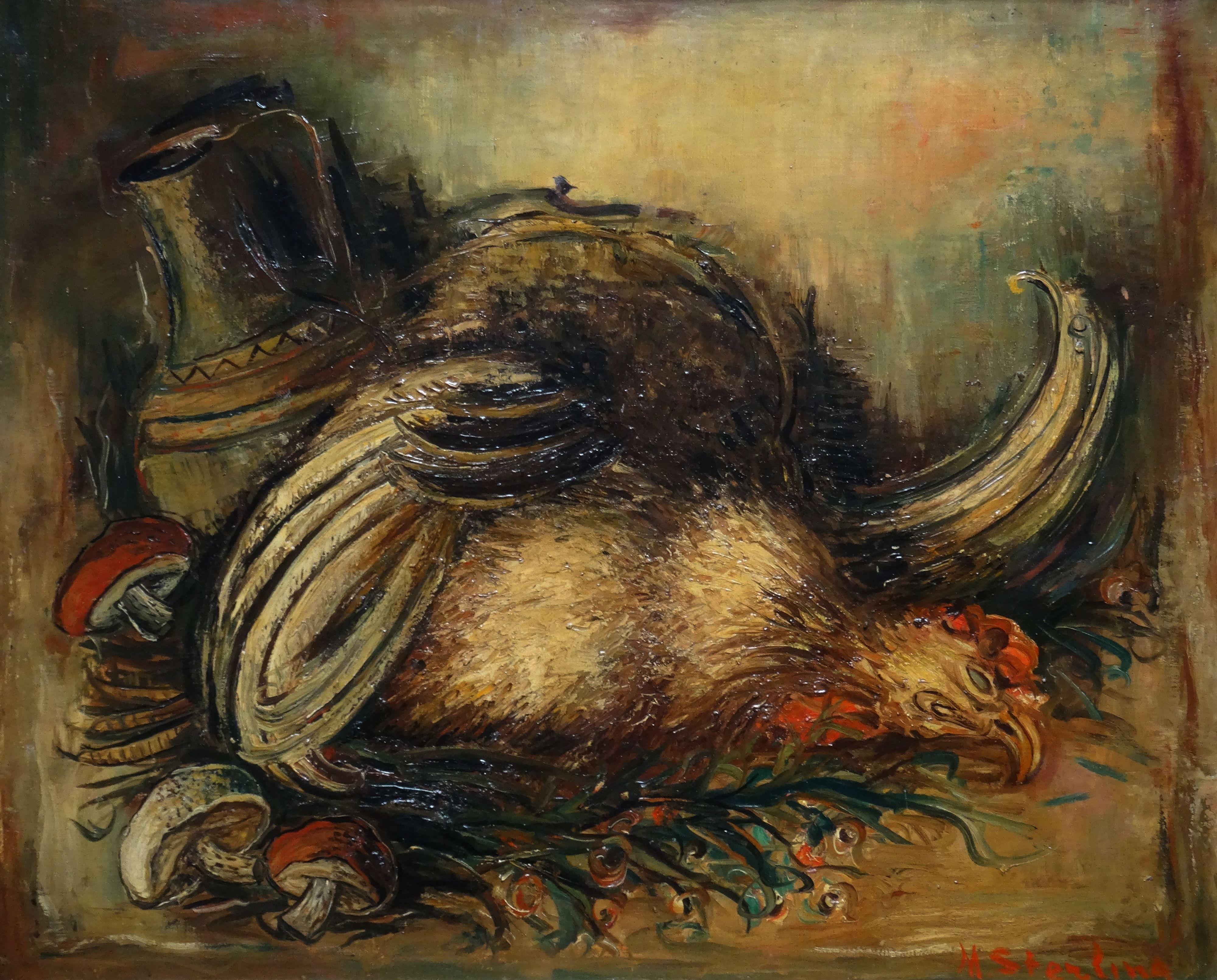 Nature morte avec poulet. Huile sur toile, 50 x 61 cm