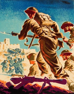 Original Vintage War Propaganda Poster Help Britain Finish the Job Libya WWII