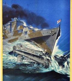 Original Vintage WWII Poster The Downfall Of The Dictators Is Assured Submarine