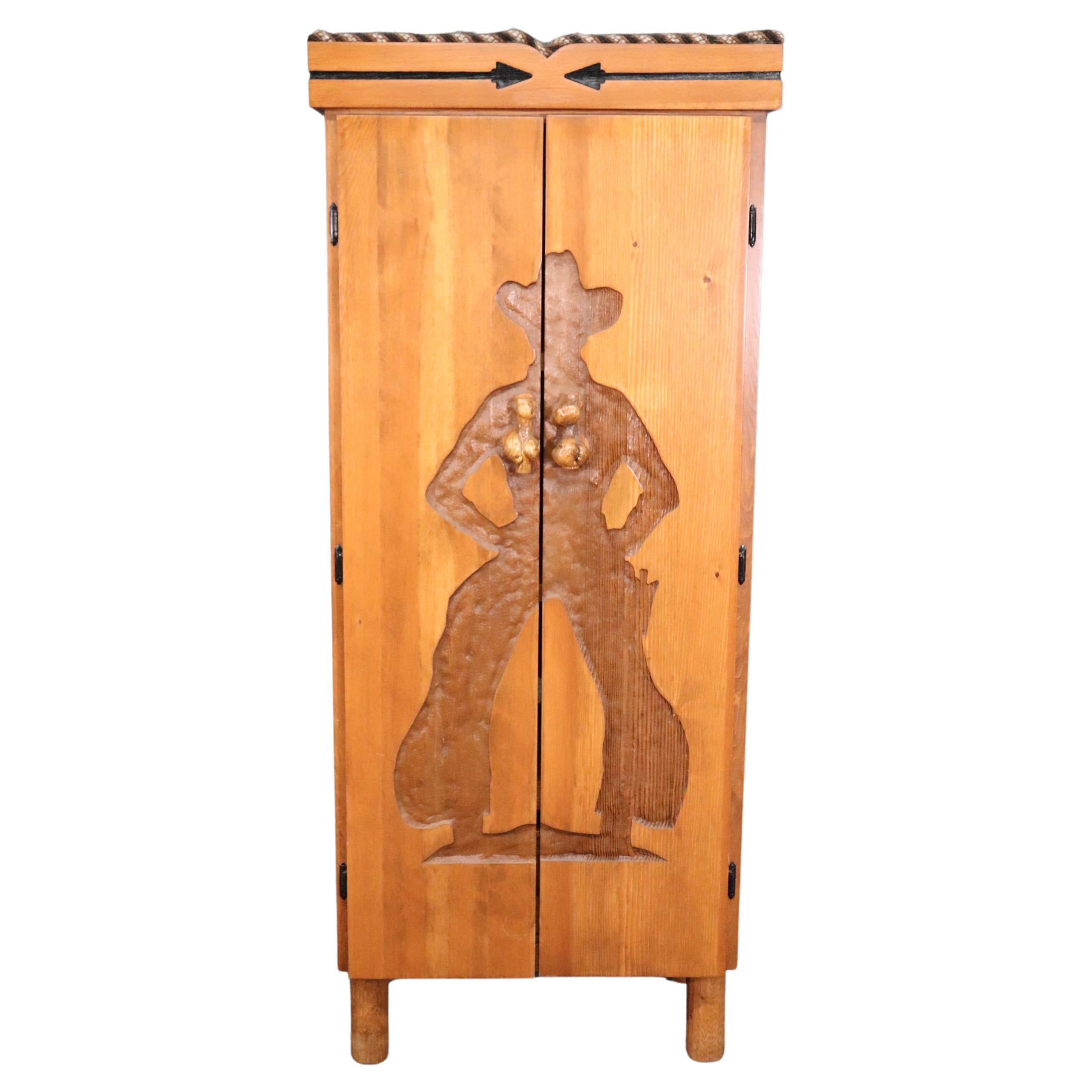 Marc Taggart Entertainment Cabinet TV Armoire with Cowboy at 1stDibs |  cowboy cabinets, cowboy armoire